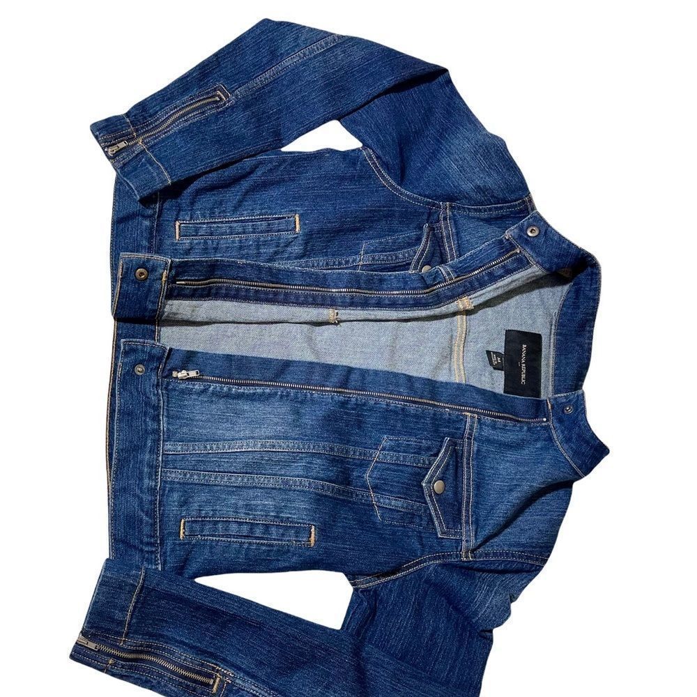 Banana Republic Moto Denim Petite Jacket Size Medium - Picture 6 of 12